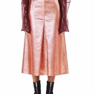 Giadatrotter Creative Mood Rose Gold Metallic Lurex Midi Skirt Made in Italy 42